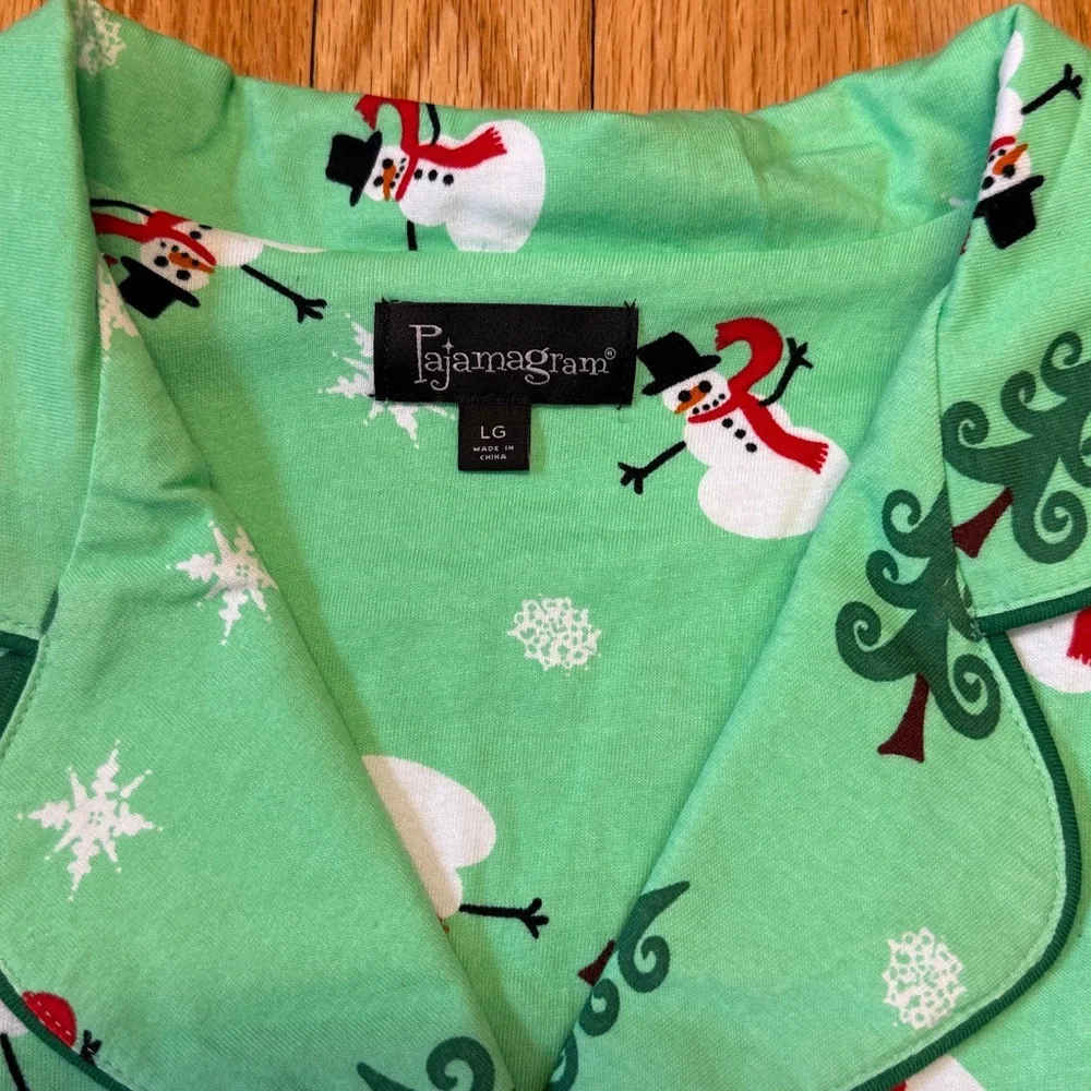 Pajamagram Womens Christmas Pajamas Set Green Holiday Large NWT - Picture 4 of 13